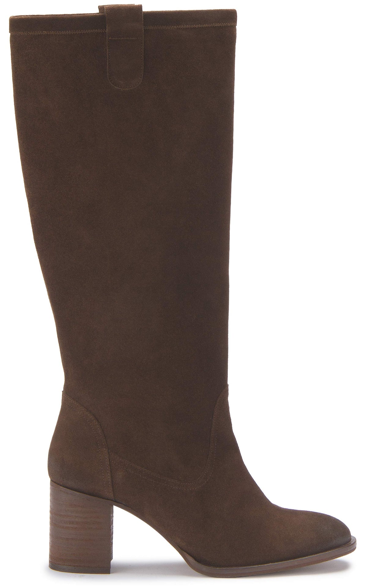 Brauner Rauhleder-Stiefel in der Seitenansicht