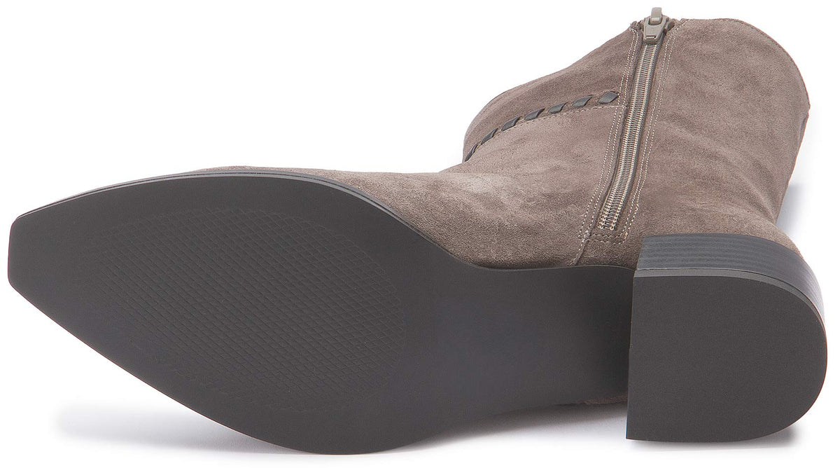 Stiefel in Taupe Rauhleder – Sohle