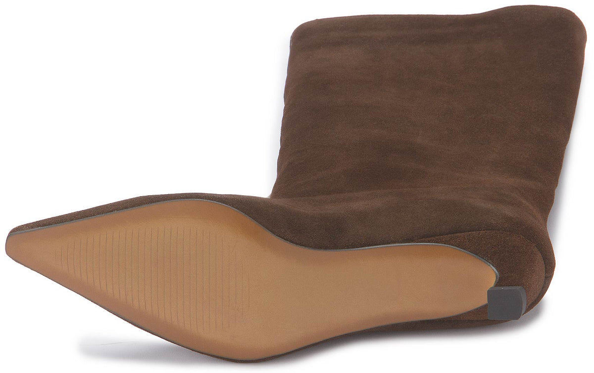 Stiefel Dunkelbraun Rauhleder Kitten-Heel – Sohle