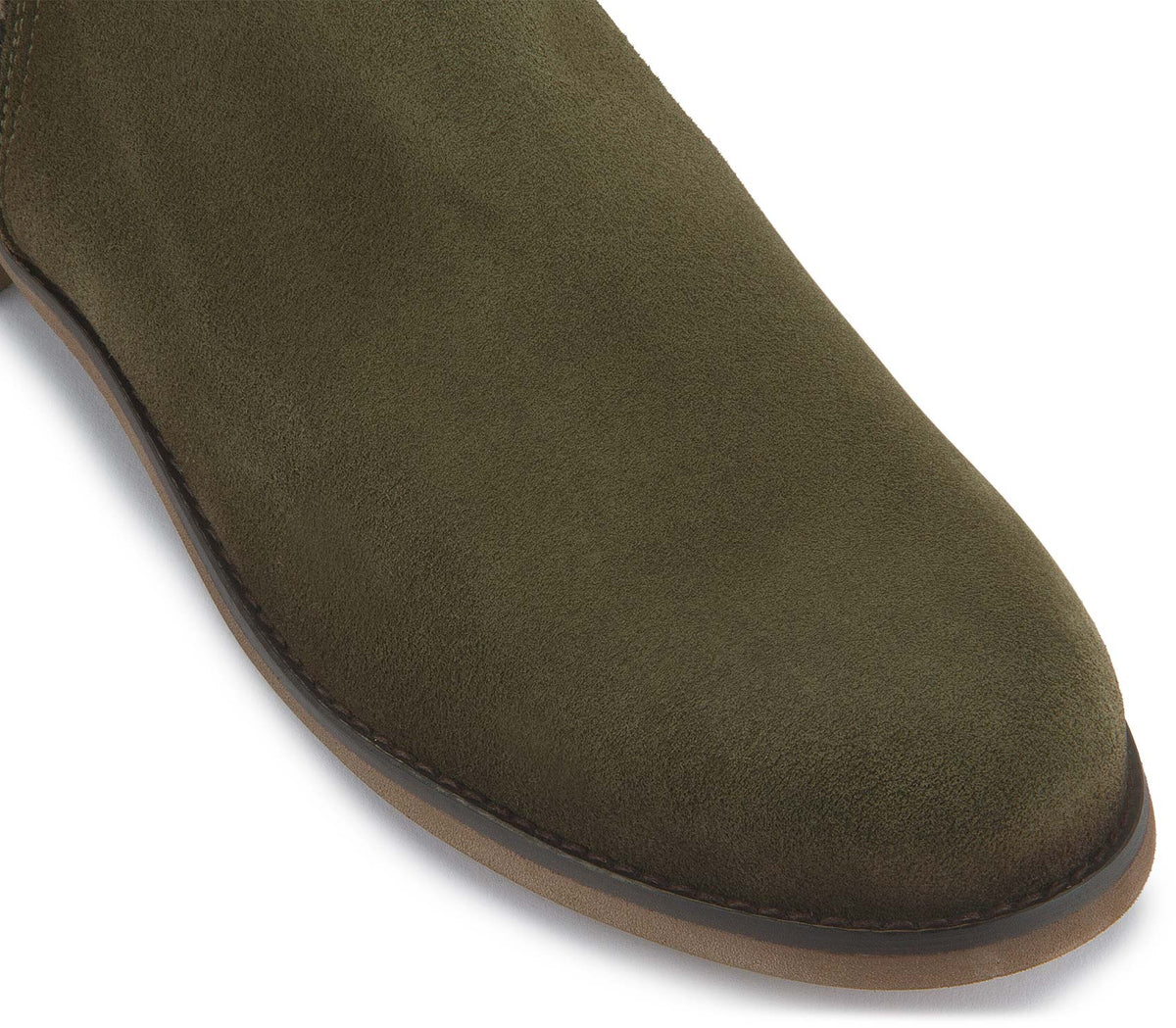 Stiefeletten in Khaki Rauhleder mit Flechtbesatz, Detailansicht, Artikel 2610-26