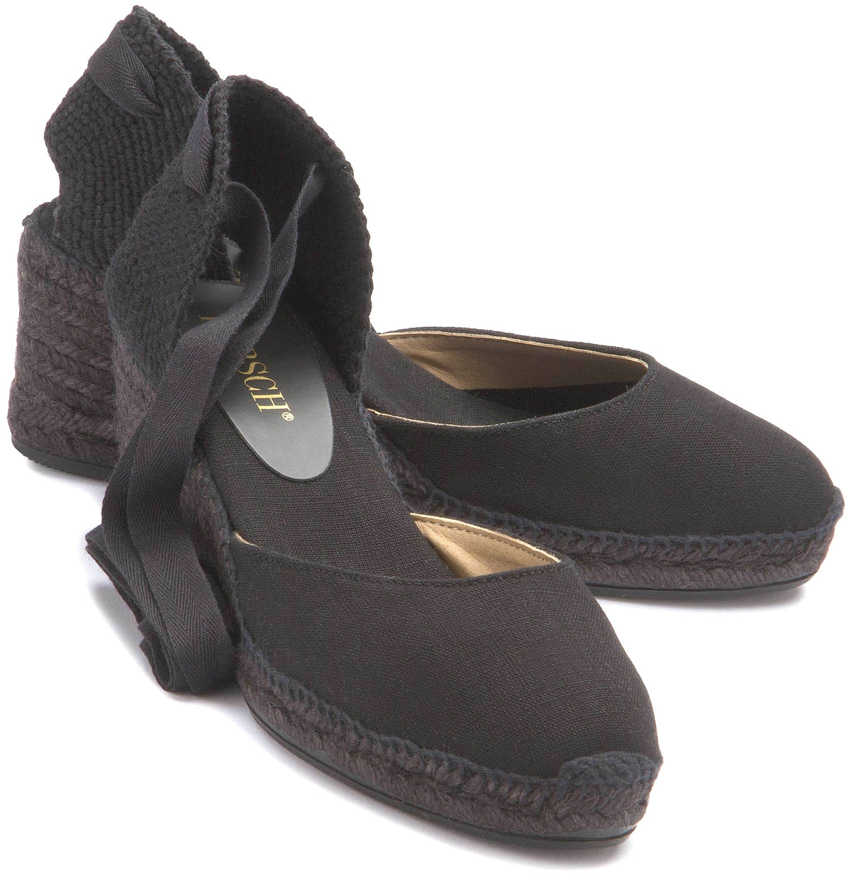 Schwarze Espadrilles 3408-15 mit Bindebändern, Paaransicht