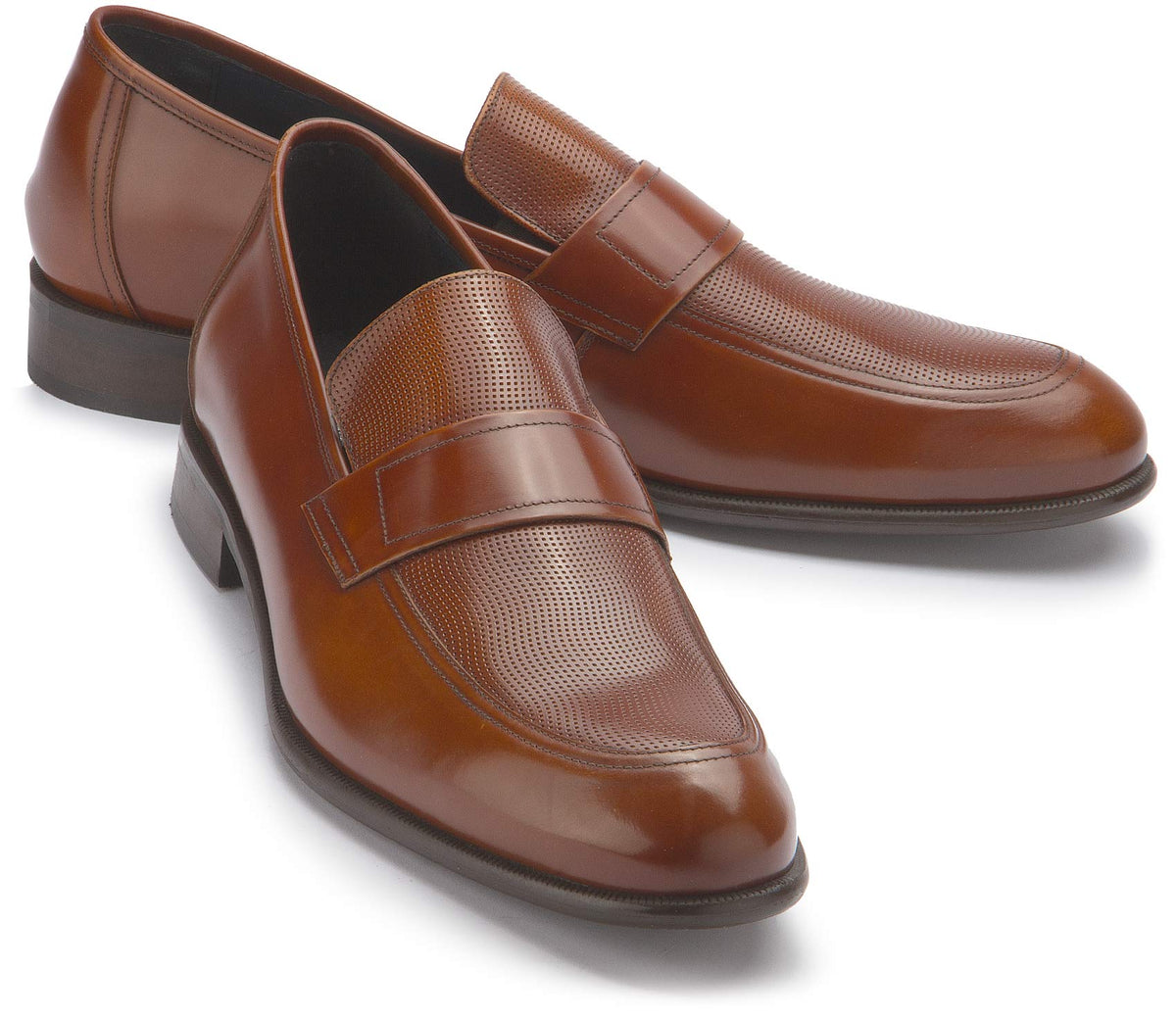 Cognacfarbene Slipper 6419-14 mit Riegel, Paaransicht