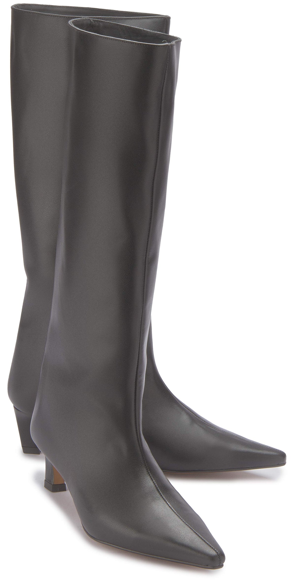 Schwarze Glattleder-Stiefel mit hohem Schaft, Paaransicht