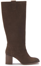 Brauner Rauhleder-Stiefel in der Seitenansicht