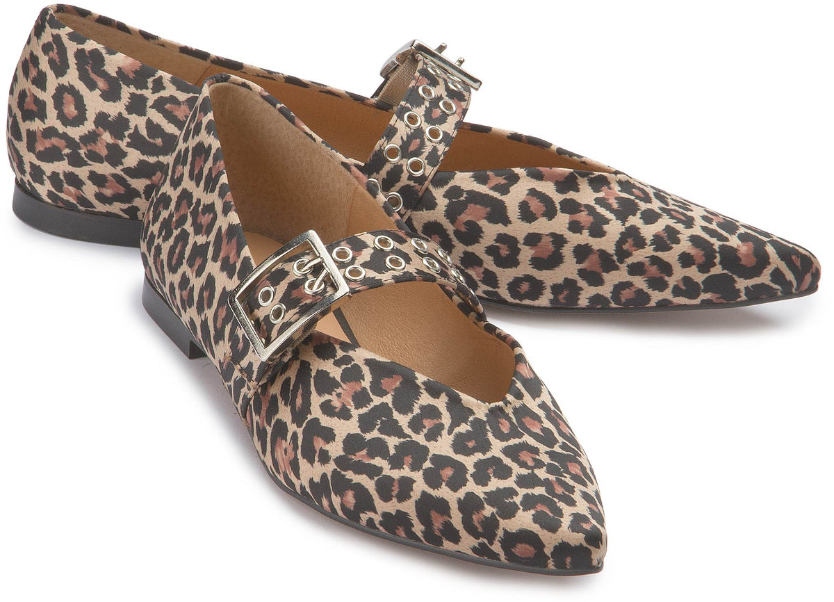 Ballerinas in Leopardenoptik mit Schnallenriemen, Paaransicht