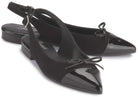 Schwarze Sling-Ballerinas 2143-14 aus Rauhleder mit Lackleder als Paar