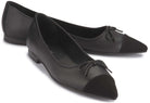 Schwarze Ballerinas 2154-15 aus Glattleder mit Rauhlederkappe als Paar