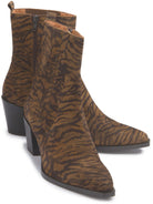 Braune Stiefeletten mit Animalprint und Blockabsatz, Paaransicht