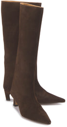 Stiefel Dunkelbraun Rauhleder Kitten-Heel – Paar