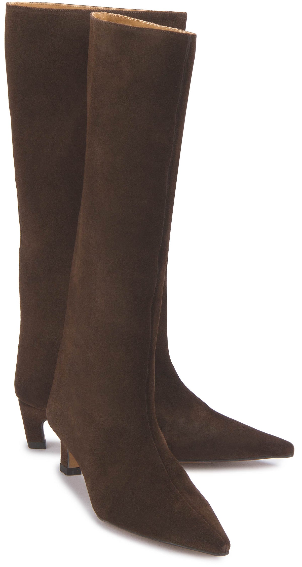 Stiefel Dunkelbraun Rauhleder Kitten-Heel – Paar