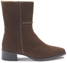Stiefelette Dunkelbraun Rauhleder Flechtdetail – Seitenansicht