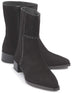 Stiefelette in Schwarz Rauhleder mit Flechtdetail