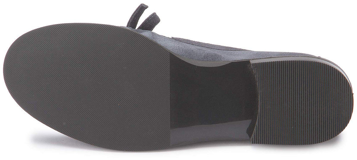 Loafer in Blau Rauhleder mit Schleife – Sohle