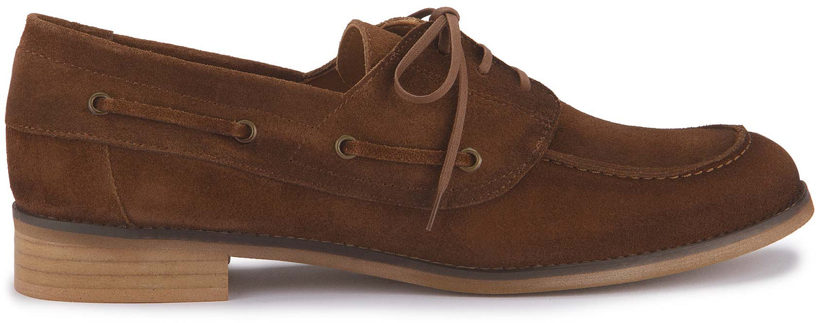 Bootsschuhe in Braun Rauhleder, Seitenansicht, Artikel 2605-26