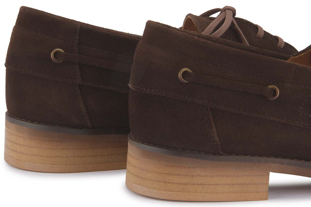 Bootsschuhe in Dunkelbraun Rauhleder, Detailansicht, Artikel 2606-26