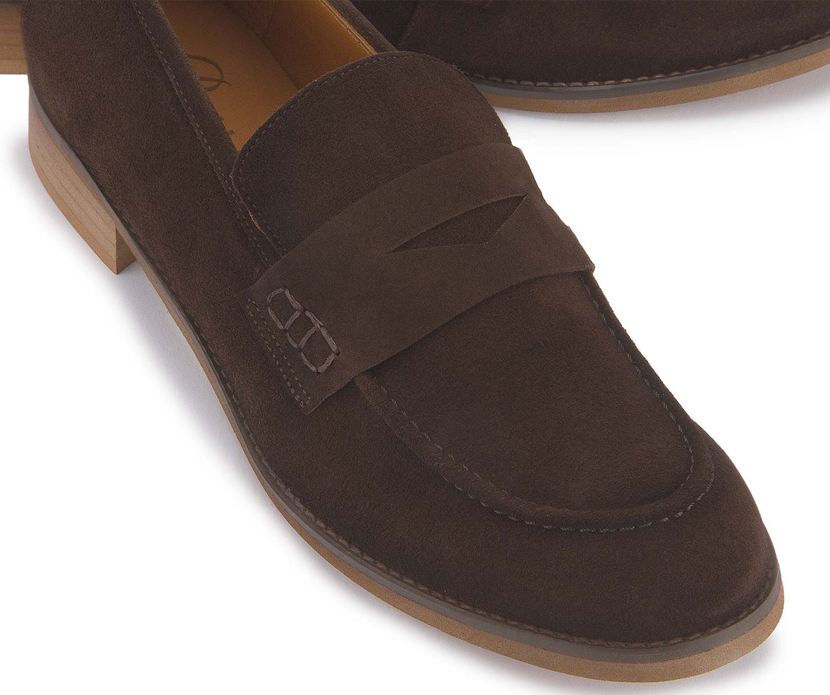 Loafer in Dunkelbraun Rauhleder, Detailansicht, Artikel 2607-26