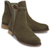 Stiefeletten in Khaki Rauhleder mit Flechtbesatz