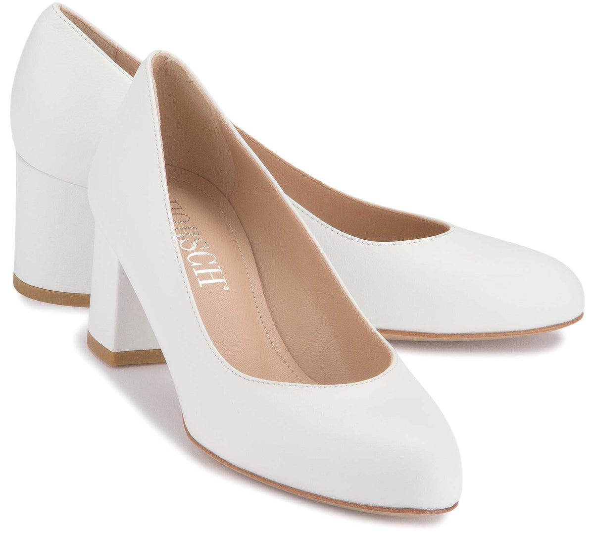 Weiße Pumps 839-14 aus Glattleder als Paar