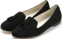 Bariello Milano Tassel-Loafer Nubukleder Zierschleife schwarz Übergröße 672-16