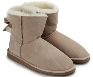 HORSCH Exklusiv Trend-Boots Futter aus Lammfell Zierschleifen beige Übergröße 450-26