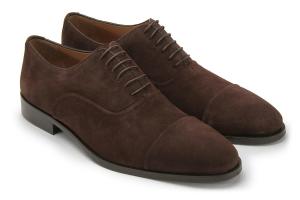 Schnuerschuhe fuer stilbewusste Herren schlanke Schnuerer aus feinstem Veloursleder Braun Uebergroesse