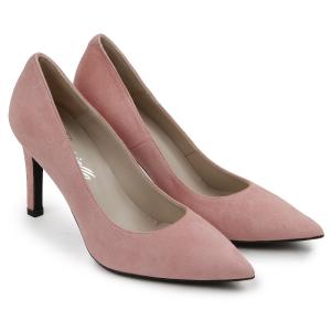 Pumps aus Nubukleder mit Pfennigabsatz Rose Untergroesse