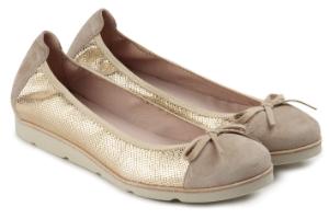 Ballerinas Leder Metallic-Optik Profilsohle Gold Untergroesse