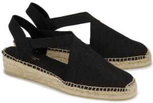 Espadrilles in Groesse 45 Keilabsatz aus Natur-Bast Schwarz