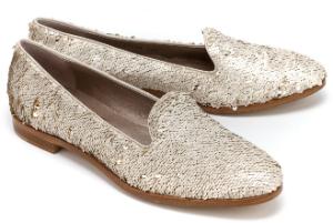 Loafer Allover-Besatz aus Pailletten Gold Uebergroesse