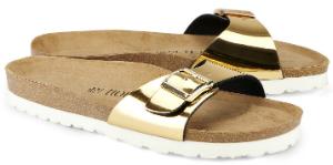 Pantolette Leder-Kork-Boden Gold Uebergroesse