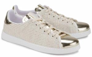 Sneaker Leder Glitzer Partien Gold Uebergroesse