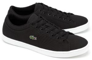 Schwarze Sneaker mit einzelnen Logo-Stickereien von Lacoste in Uebergroessen