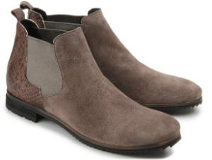 Chelsea Boots mit Praegemuster auf der Ferse in Uebergroessen Braun