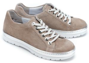 Semler Sneaker in Weite G mit silberfarbenem Rahmen aus Leder Uebergroessen Beige