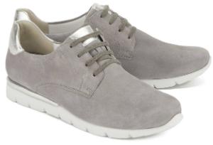 Semler Sneaker in Weite H mit Perlato-Leder an Ferse und Lasche Uebergroessen Grau